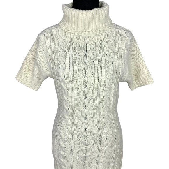 2/$25 - VINTAGE 90s-Y2K Seductions Cable Knit Short Sleeve Turtleneck - Picture 2 of 7